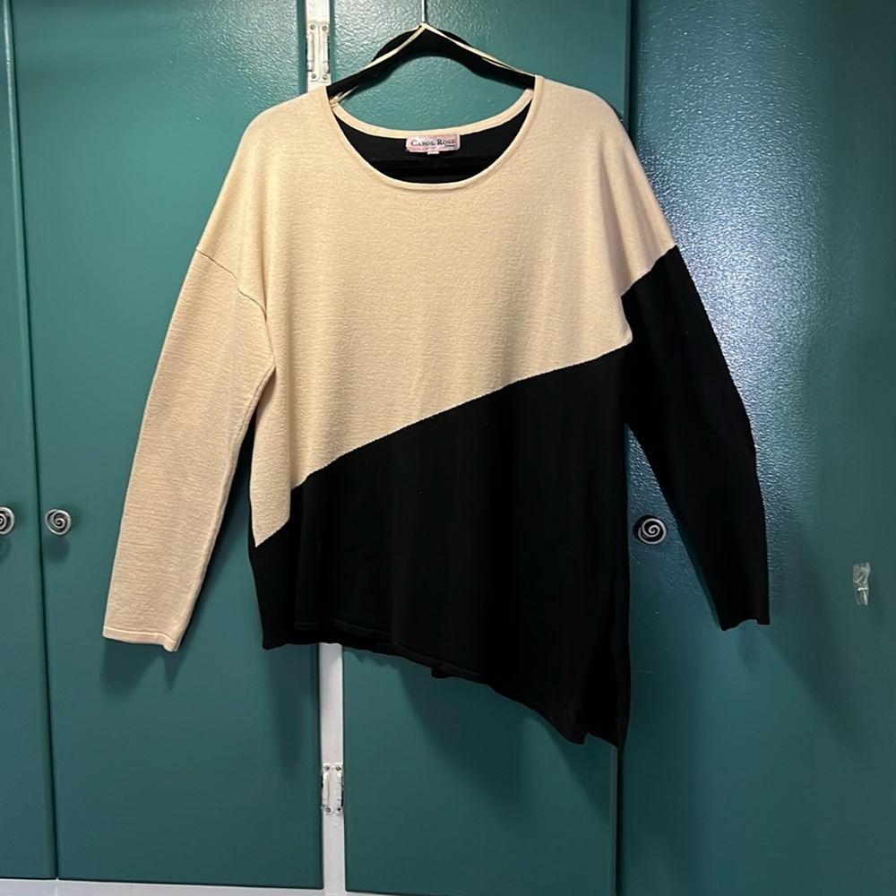 Carol Rose women’s sweater 1X - light brown / black